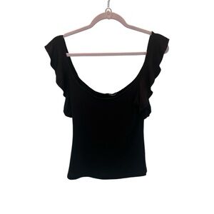 Elegant Black Ruffle Sleeve Top